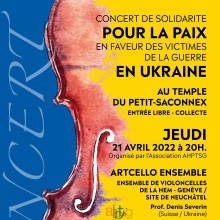 Flyer du Concert de solidarité pour la paix en faveur des victimes de la guerre en Ukraine