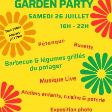 Affiche de présentation de la Garden Party et des activités