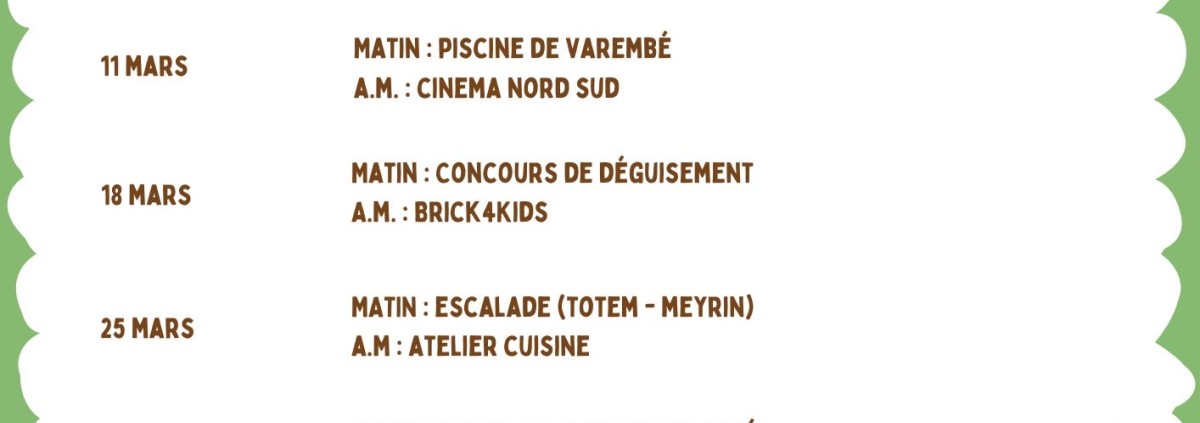 Mercredi Aéré Mars 2026