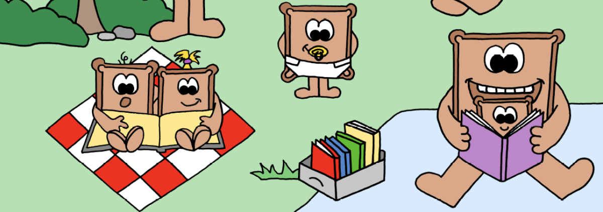 livres, tartines enfants et parents, plein air